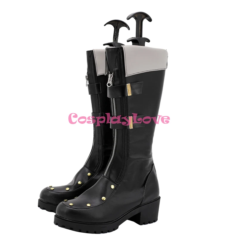 Cosplaylove conjunto estrelas undead ogami koga sapatos pretos cosplay botas longas de couro feito sob encomenda para menina feminina