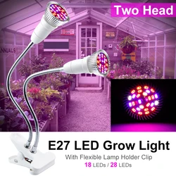 18W 28W LED Growth Lamp Full Spectrum LED Plant Light AC 220V Clip-on Fitolampe Indoor Greenhouse Phyto Grow Lights EU US Plug