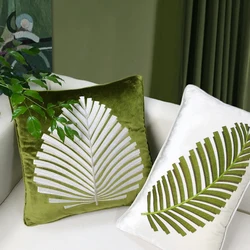 Green Leaf Pillows Embroidered Cushion Case Decorative Square Pillow Cover For Sofa 45x45 30x50 Living Room Home Decorations
