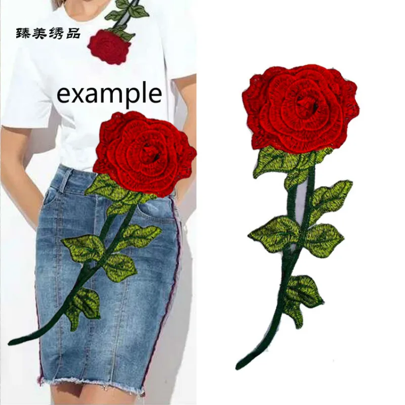 10pcs/lot Large 3D  Lace Rose Flower Embroidery Patches for Women Dress Shirt Clothes Garment Accessories