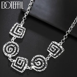 DOTEFFIL 925 Sterling Silver 20 Inch Hollow Thread Pendant Necklace For Women Fashion Wedding Party Charm Jewelry