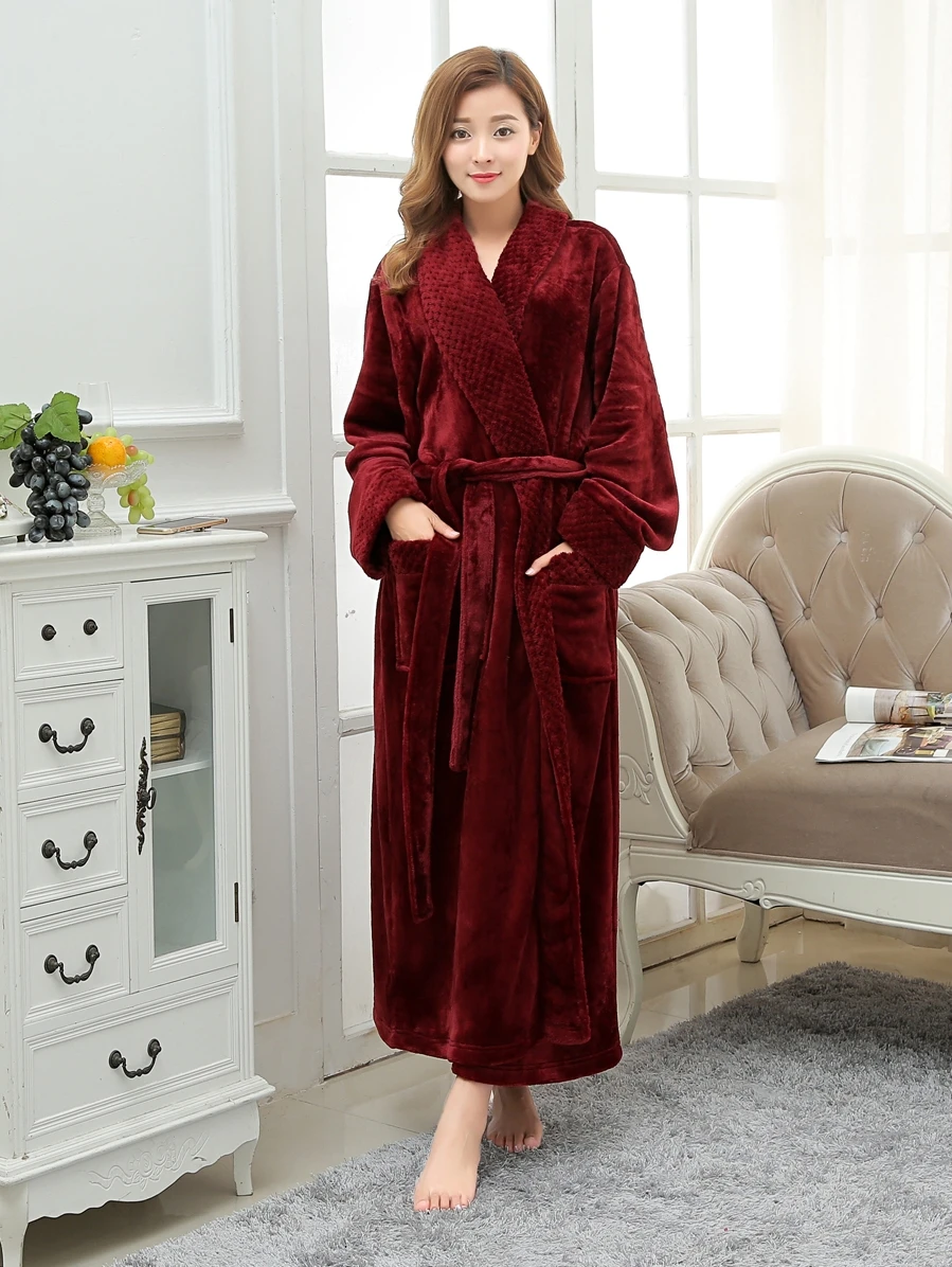 On Sale Women Men Silk Flannel Long Kimono Bathrobe Winter Warm Bath Robe Femme Dressing Gown Bridesmaid Robes Bride Wedding