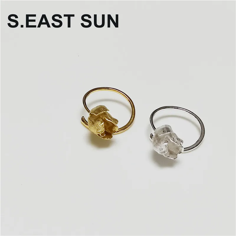 

S.EAST SUN 925 Sterling Silver elegant fashion popular tulip flower opening adjustable ring suitable for women's party gifts