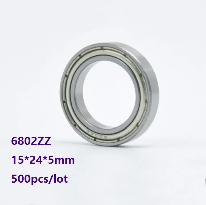 

500pcs/lot 6802ZZ 6802 ZZ 15×24×5mm Thin Wall Deep Groove Ball bearing Double metal cover Deep Groove Ball Bearing 15*24*5mm