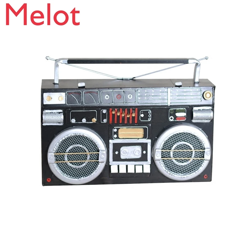 Retro Photography Prop Card Tape Machine Vintage Iron Sheet Radio Recorder Nostalgic Model Furnishing Ornament Home Accessories