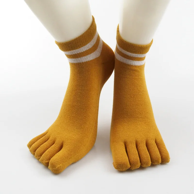 Fashion Striped Short Five Toe Socks Women Pure Cotton Soft Breathable Funny Socks Five Finger Ankle Sock Calcetines Mujer Meias