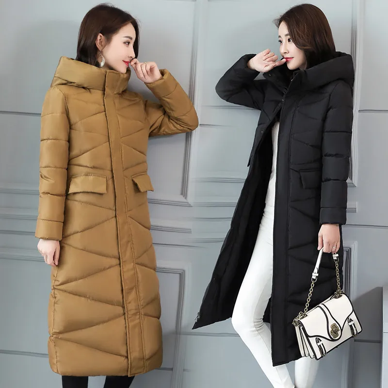 Parkas Mujer Winter Jacket Women Clothes 2019 Korean Padded Casual Long Coat Hooded Ladies Slim Elegant Warm Parka 8876