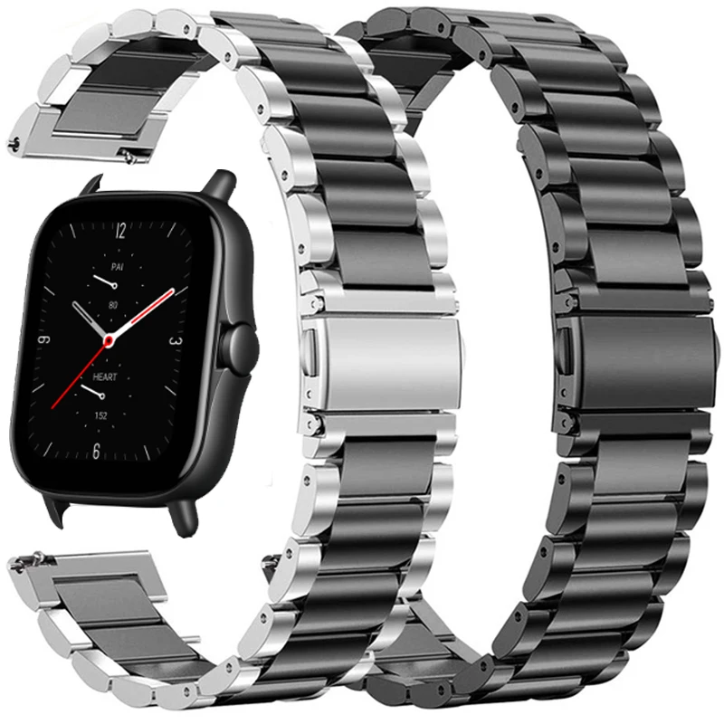 Correias de aço inoxidável, 20mm, pulseiras para xiaomi huami amazfit gts 2e/gts 2, mini pulseira de relógio inteligente para amazfit bip/bip s u correa
