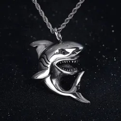 HaoYi Stainless Steel Shark Pendant Necklace For Men Fashion Vintage Punk Jewelry Accessories