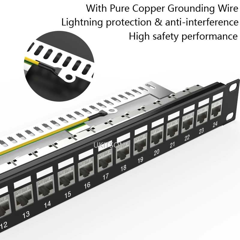 24 Ports 1U Patch Panel FTP LAN With CAT7 CAT6A CAT6 RJ45 Shielded Keystone Jack 19\