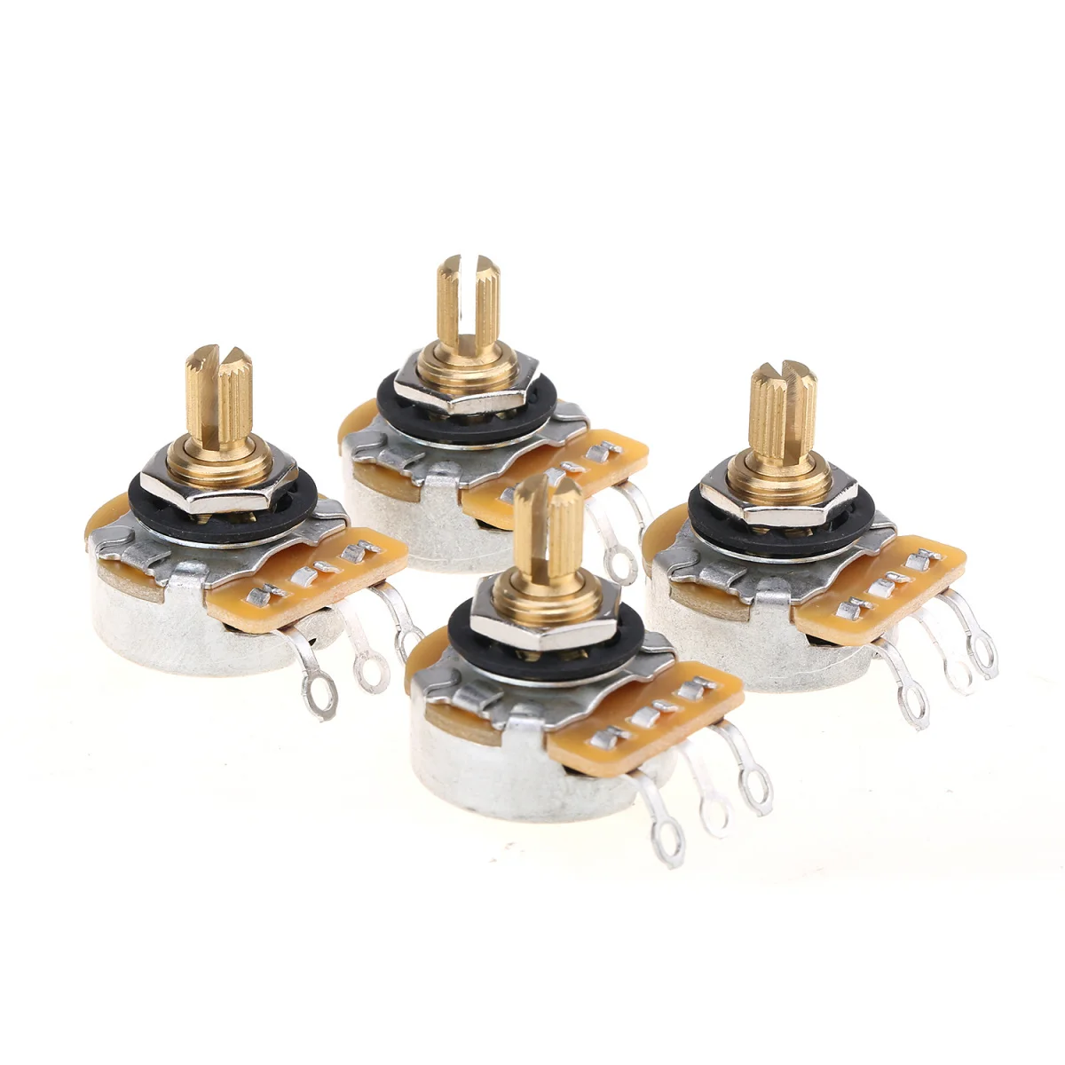 

Musiclily Ultra CTS 450G Series A250K Vintage Audio Taper Volume Short Split Shaft Pots 10% Tolerance for Guitar Bass (Set of 4)