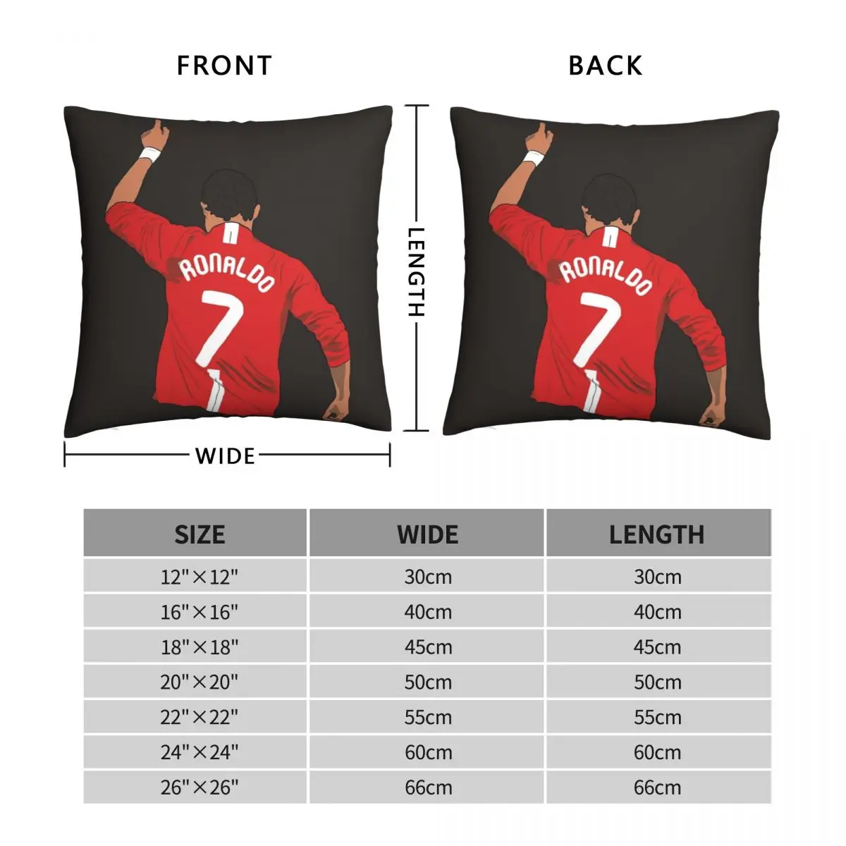 Cristiano Ronaldo Square Pillowcase Polyester Linen Velvet Creative Zip Decor Room Cushion Cover