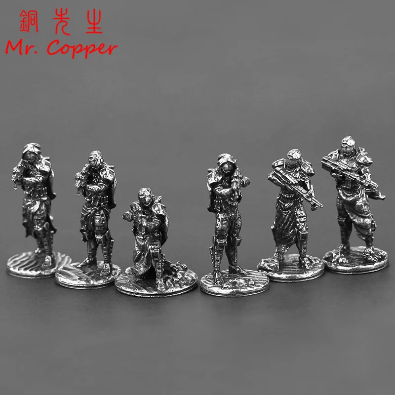 White Brass Hunter Troop Miniatures Gun Soliders Figurines Toy Model Desktop Game Character Statue Decoration Crafts Accessories