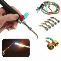 Portable Mini Gas Little Soldering Welder Gas Oxygen Butane Brazing Welding Torch Gun Cutting Kit With 5 Nozzles - 1700°C