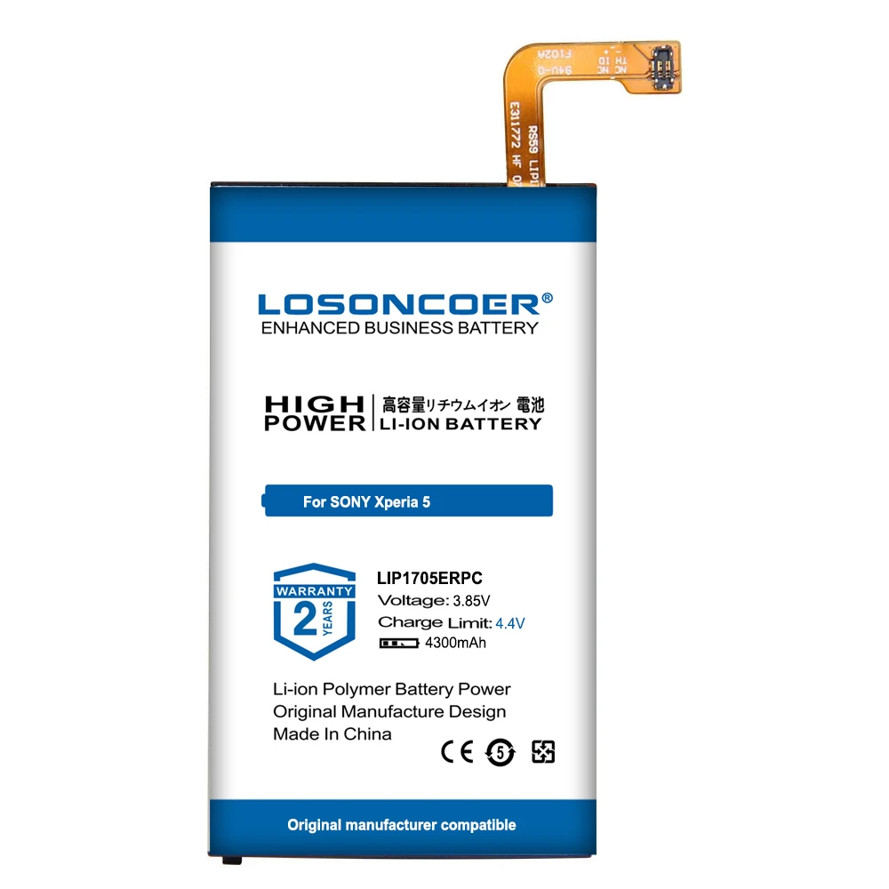 100% Original LOSONCOER 4300mAh LIP1705ERPC Battery For SONY Xperia 5 X5 J8210 J9210 Battery ~In Stock