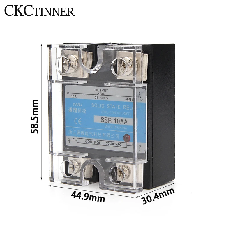 SSR-10AA / 25AA / 40AA Single Phase AC controlled AC SSR single phase solid state relay with plastic dust cover Heat Sink220V