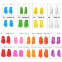1Pair Rainbow Plastic Cheerleader Pompoms Girl Cheer Refueling Props Cheerleading Pom Ppom Handle/Double Hole Game Cheering Ball 5