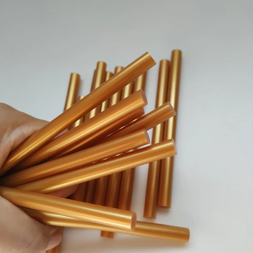 Bâton adhésif thermofusible en or pur, peinture dorée métallique, joint d'avertissement, professionnel pour odorà colle électrique, réparations artisanales, 7x100mm, 50 pièces