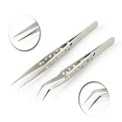 QIAO Tweezers Bend+Straight Stainless Steel Industrial Cross Stainless Steel Excellent Quality Tweezers Rhinestone Tool