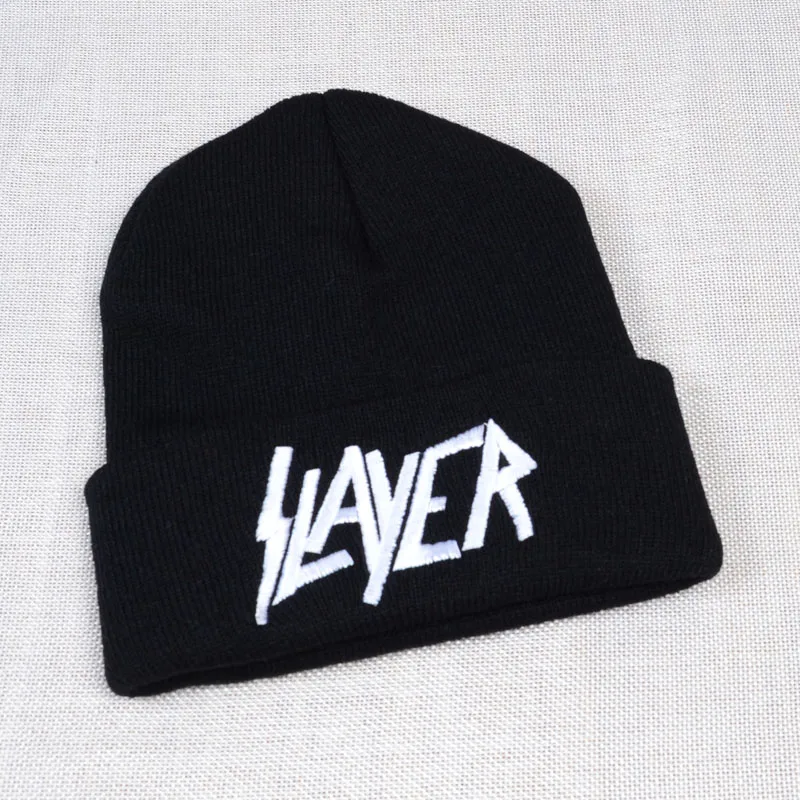 New SLAYER rock cap Men Women Warm winter 100% Cotton Knitted Hat embroidery letter Style Hip Hop Skullies Beanies Ski Cap