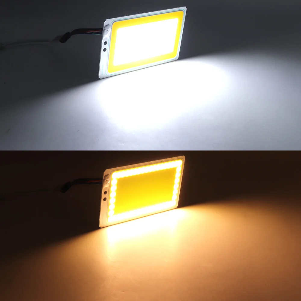 Remote Control Dimmable Double Color LED Light Panel COB Lamp 12V Cold Warm Bicolor with Dimmer for Auto Car Lighting DC12V Bulb