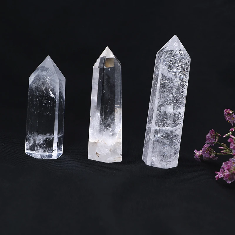 1PC 100%Natural Rock Crystal Quartz Hexagonal Rod Point Quartz Crystal Mineral Ornament Modern Home Decoration Small Decora Gift