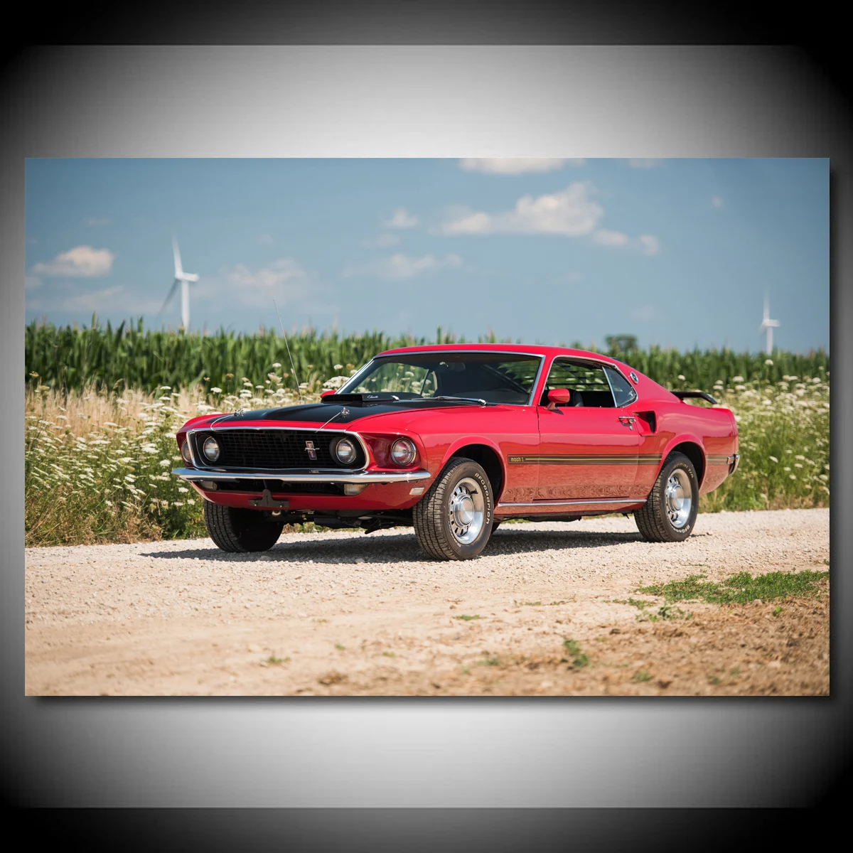 Supercar Ford Mustang Red Muscle Car Wallpaper Posters and Prints Canvas Paintings Wall Art For Living Room Home Decor