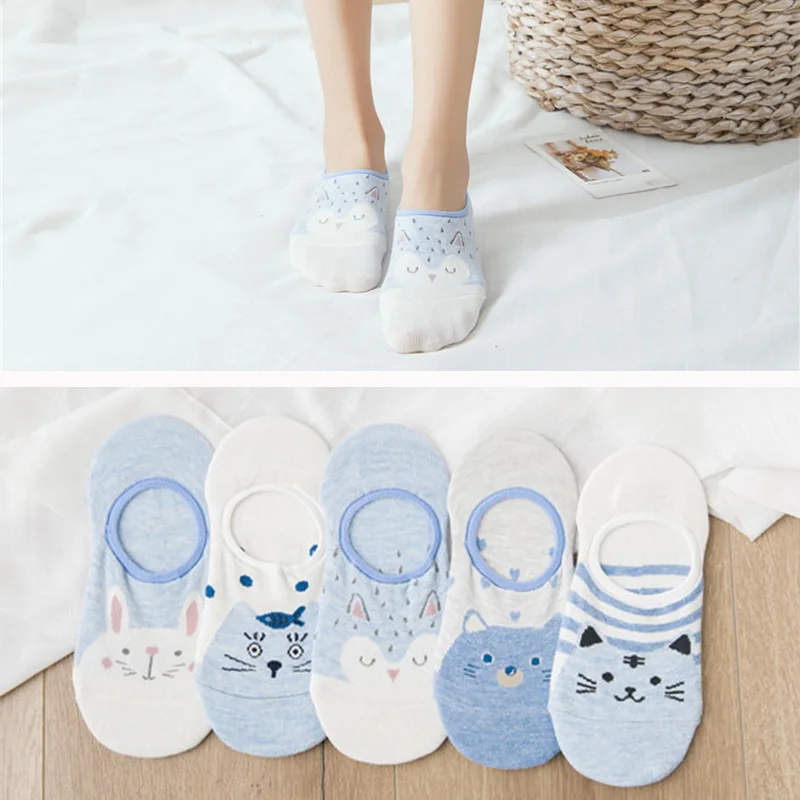 1 Pairs Cartoon Unicorn Cat Fox Socks Cute Animal Women Socks Summer Funny Short Ankle Socks Ladies Cotton Sock Dropship