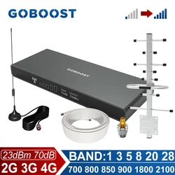 GOBOOST 2G 3G 4G Signal Booster LTE 700 800 CDMA 850 GSM 900 DCS 1800 UMTS 2100 MHz Cellular Amplifier Network Repeater Antenna