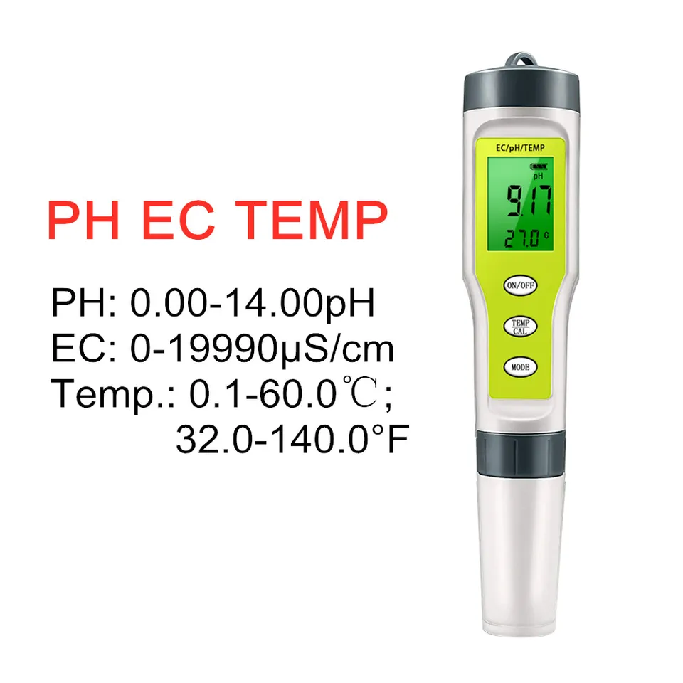 Multifunction Water Quality Tester PH/ TDS/EC /Salinity Tester LCD Digital Water Purity Temperature Meter for Pools Aquariums, image 9