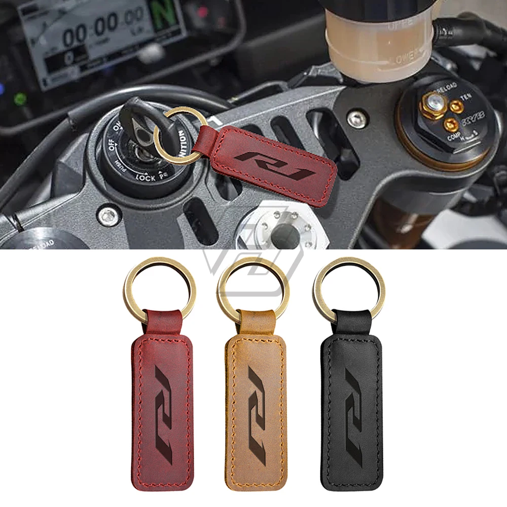 Motorcycle Keychain Real Cowhide Key Ring Case for Yamaha R1 YZF-R1 After 2015