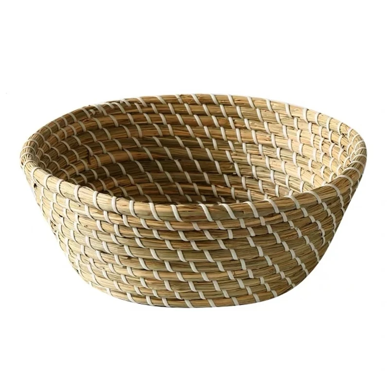 Fruit storage basket straw woven Nordic simple handmade circular vegetable food storage basket kitchen household items