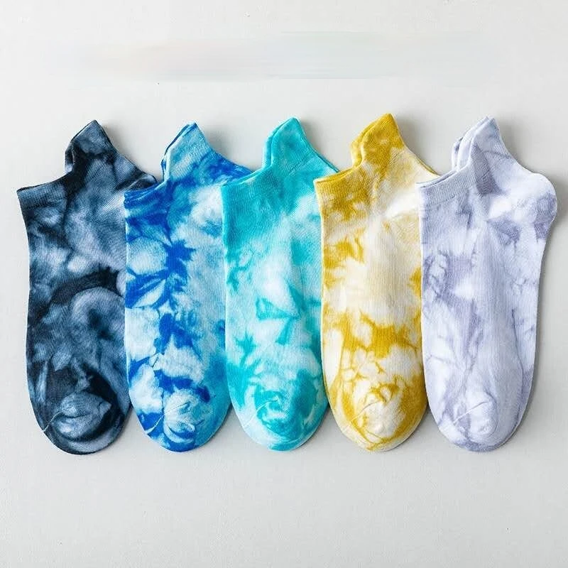 Tie-dye socks new ins trend socks gradient color shallow mouth casual sports socks breathable sweat boat socks socks