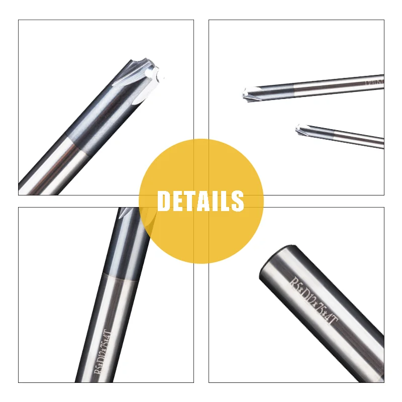 UCHEER 1 pz/set fresa ad angolo R interna in metallo duro integrale 2/4 flauti fresa CNC punta per fresa smussata