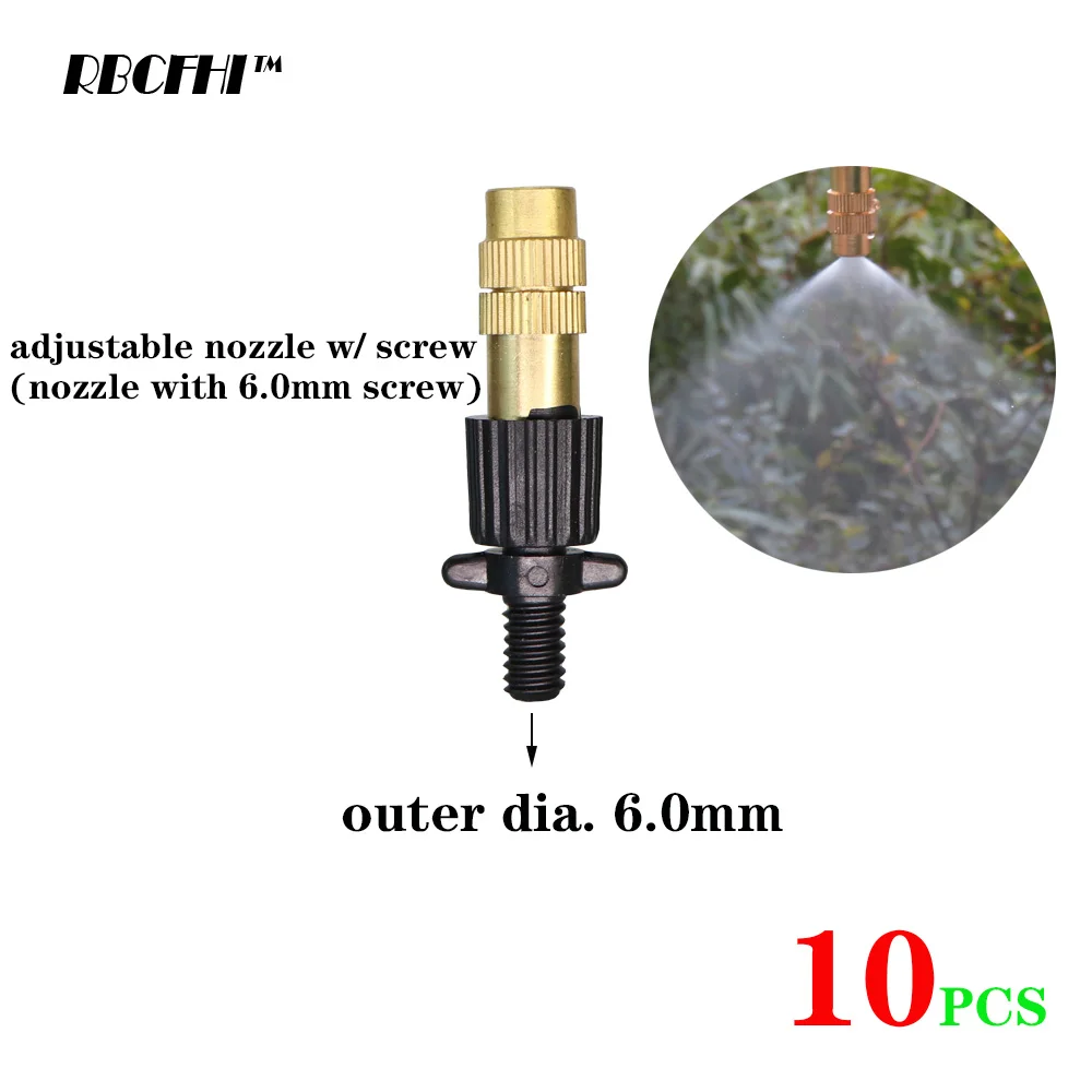 RBCFHI 10PCS 5 Types of Micro Drip Irrigation Misting Brass Nozzle Garden Spray Cooling Parts Copper Sprinkler with Connector