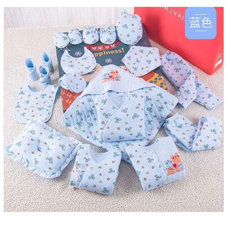 19 PCS New Year Gift For Newborn Baby Girl Clothes 100% Cotton Cute Infant Newborn Clothing Set Baby Boy Clothes 3 Colors