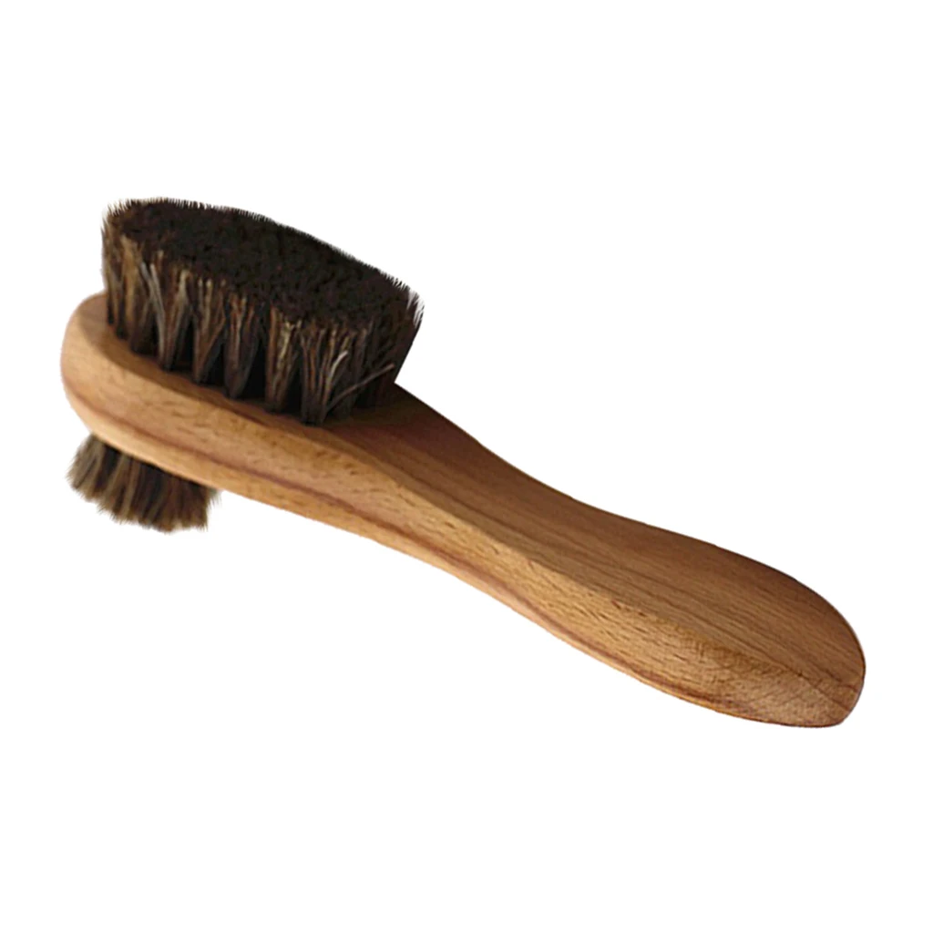 2-Sided Cleaning Brush Rubber Eraser Set Horsehair Shoe Shine Brush Kit Polishing Dauber Care Applicators for Shoes