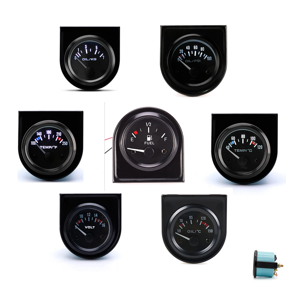 

2" 52mm Car Gauge 12V Automobile Vehicle Meter Water Temp / Oil Temp / Oil Press / Fuel / Volts Meter Green Shell