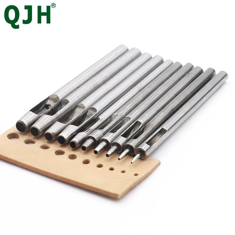 

10pcs/set DIY Handmade Round Hollow Drilling Leather Punching Tools Belt Punches Handicraft Puncher Leather Tool 0.5mm-5mm