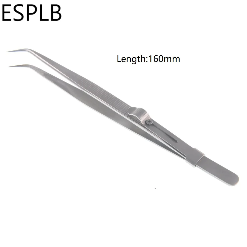 Precision Curved Tip Slide Lock Tweezers Stainless Steel Anti Static Tiny Repair Tools for Component Electronics Jwelery