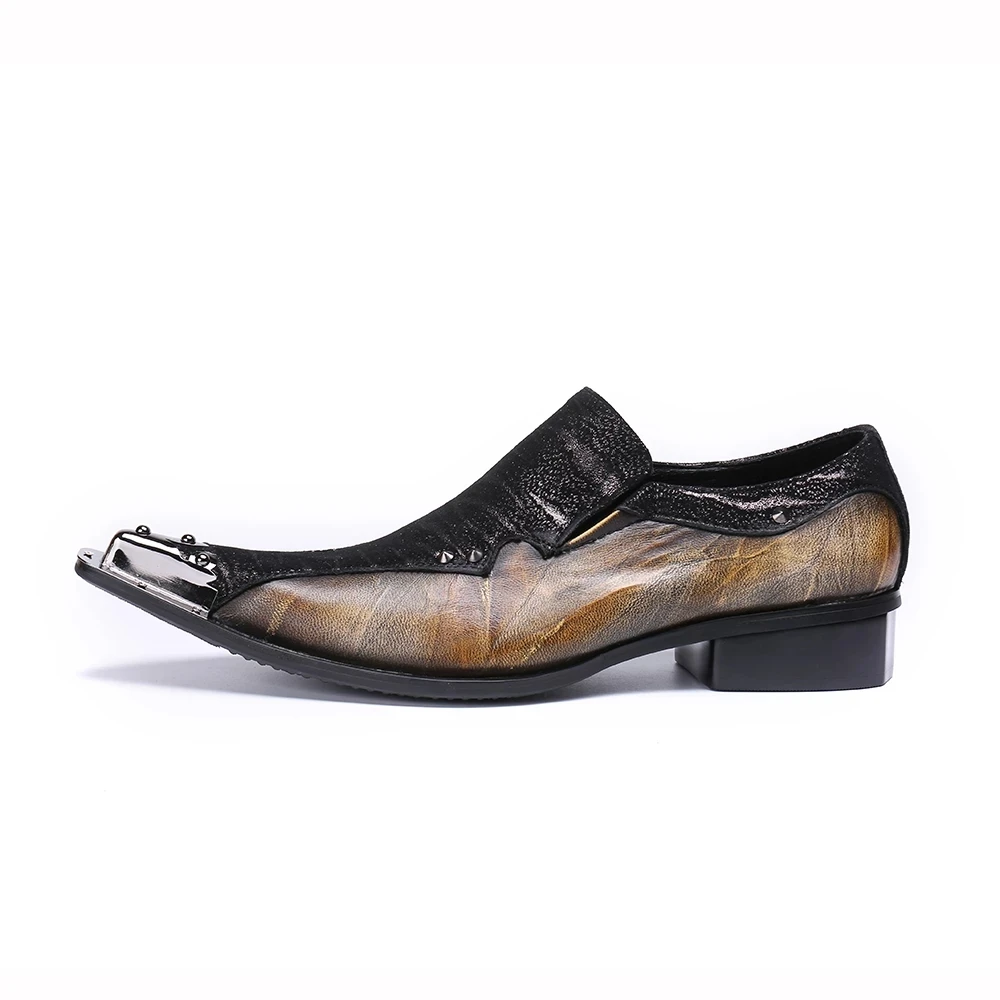 Italian Style Luxury Men Shoes Wedding Genuine Leather Pointed Toe Man Dress Shoes Rivets Business Brand Oxfords Shoe Suit