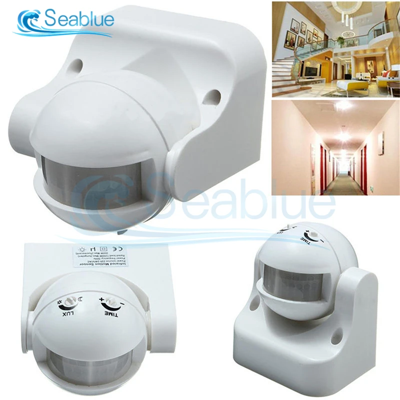 AC 220V-240V 110V 180 Degree Outdoor IP44 Security PIR Infrared Motion Sensor Detector Movement Switch Max 12m 50Hz 3-2000LUX