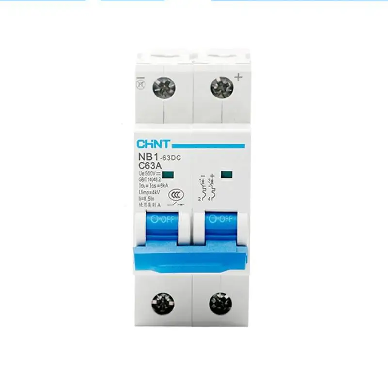CHINT DC Circuit Breaker NB1-63DC 2P DC500V 6KA C1A 2A 3A 4A 5A 6A 10A 16A 20A 25A 32A 40A 50A 63A Mini DC Circuit Breaker