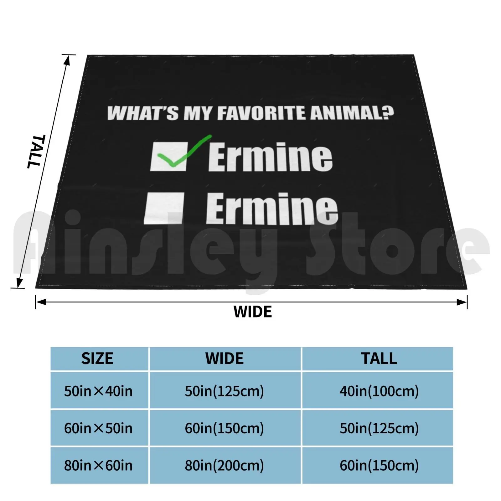 Ermine-My Favorite Animal Blanket Fashion Custom Ermine Animal My Favorite Animal Favorite Animal Favorite