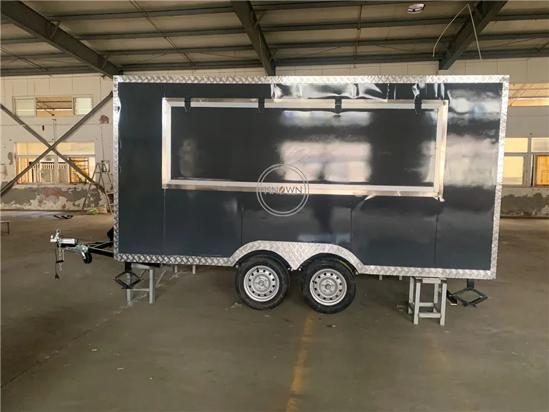 4M Length Street Fast Food Catering Trailer Ice Cream Coffee Cart Mobile Hot Dog Kiosk Snack Vending Truck Food Van 