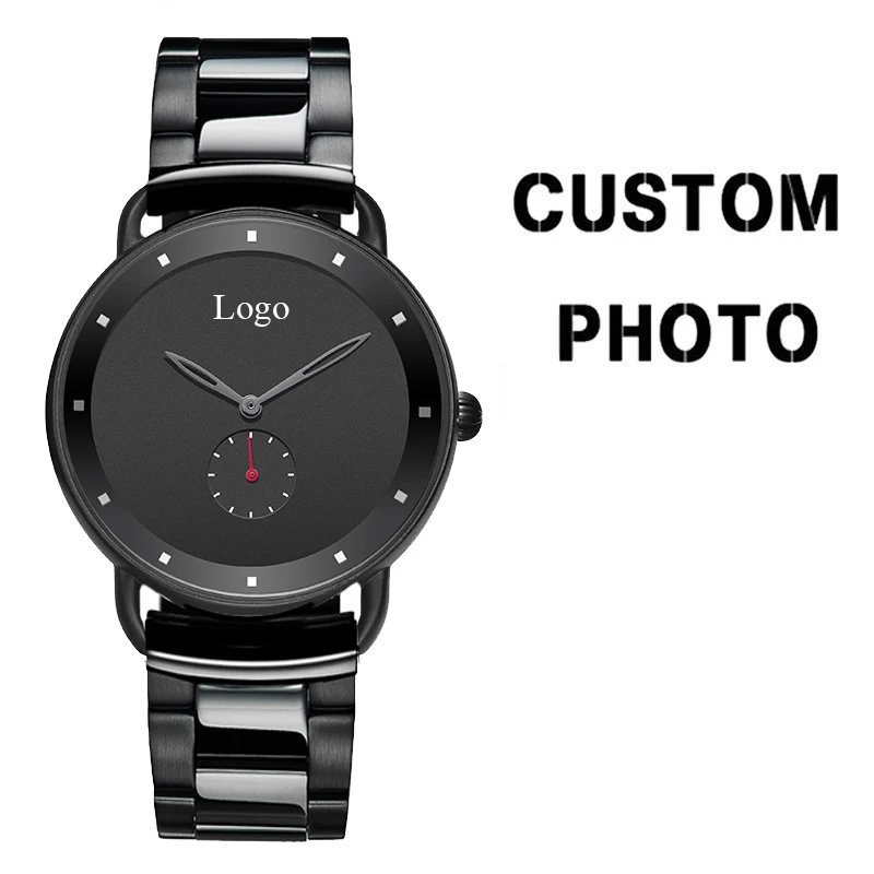 Multicolors Men Big Dial Wristwatch Make YOUR LOGO Metal Band Engraving logos