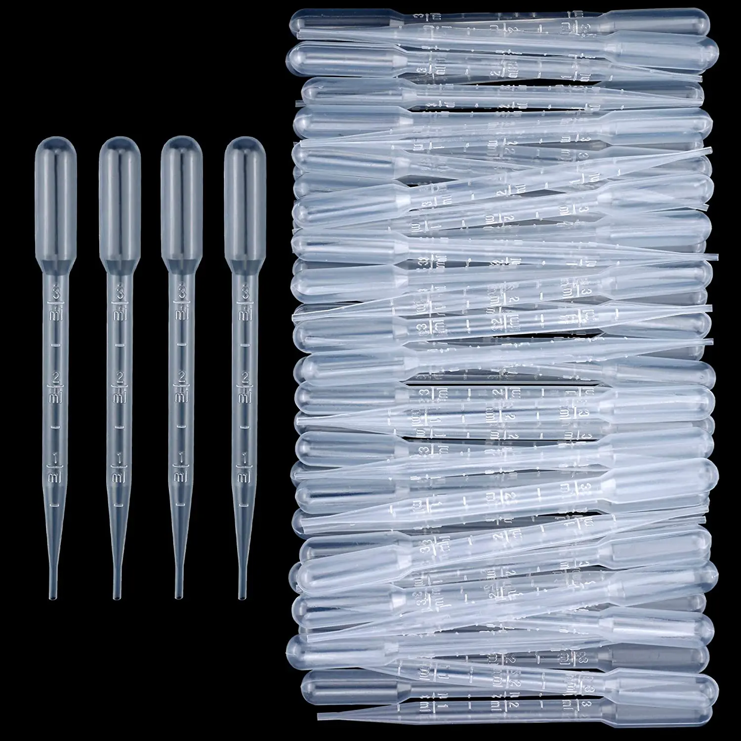 50 Pack 3ML Disposable Transfer Pipettes Plastic Eye Dropper For Empty Essential Oil Vials Makeup Tools