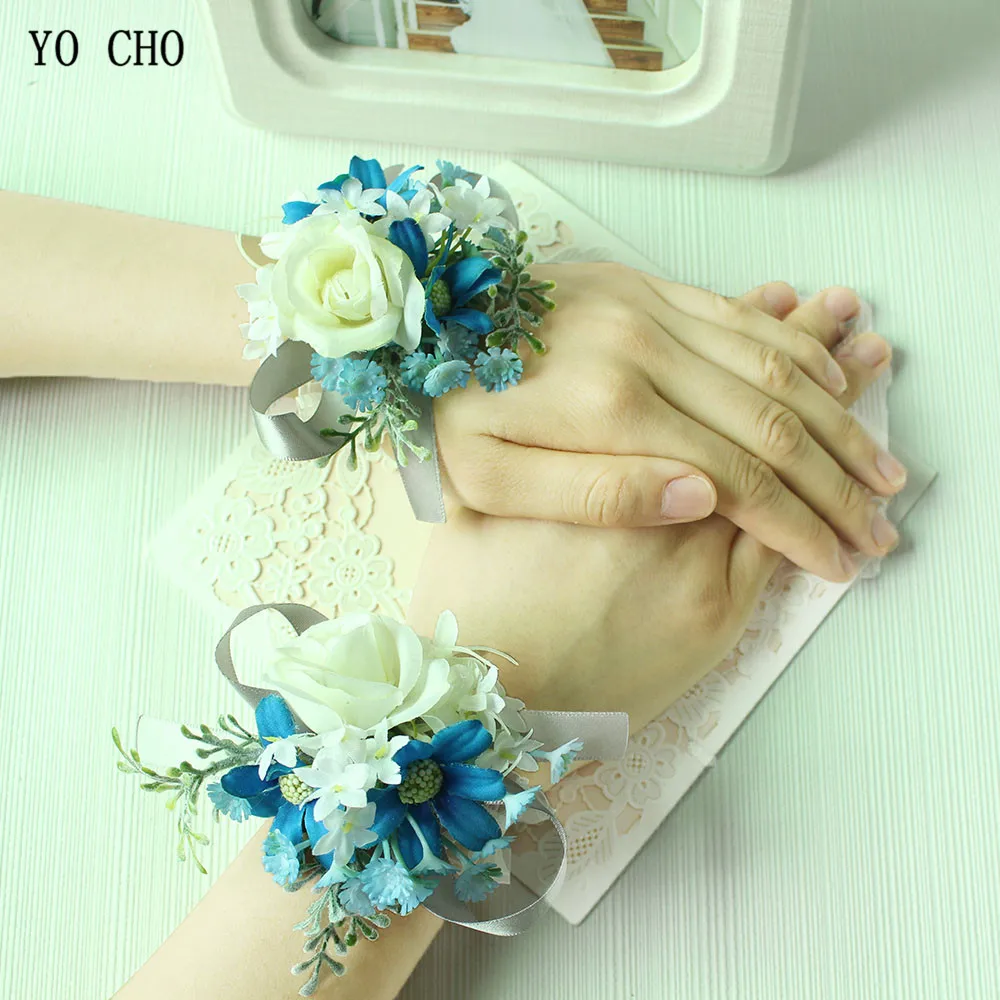 Yo Cho Bruidegom Boutonniere Corsage Zijden Rozen Vrouwen Broche Bloemen Bruiloft Corsage Pin Wedding Pols Corsage Armband Bruidsmeisjes