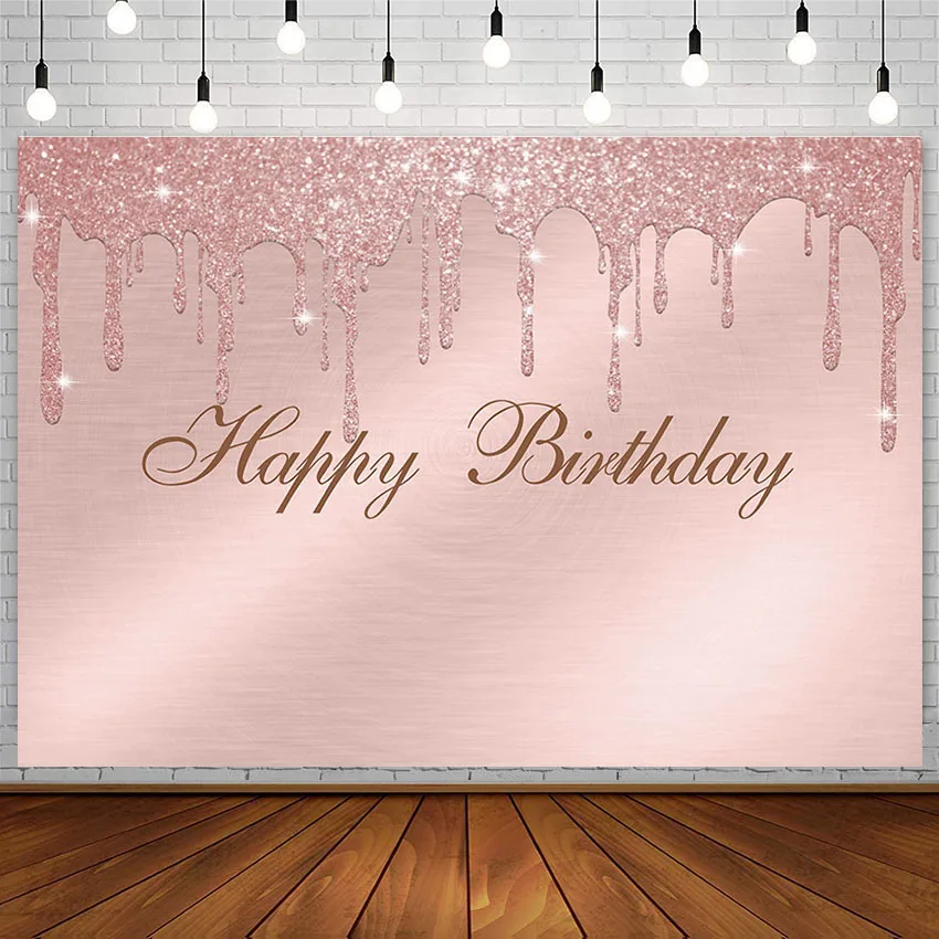 

Avezano Girl Happy Birthday Backdrop Rose Gold Pink Glitter Photography Studio Photo Background Photophone Photozone Decor Props