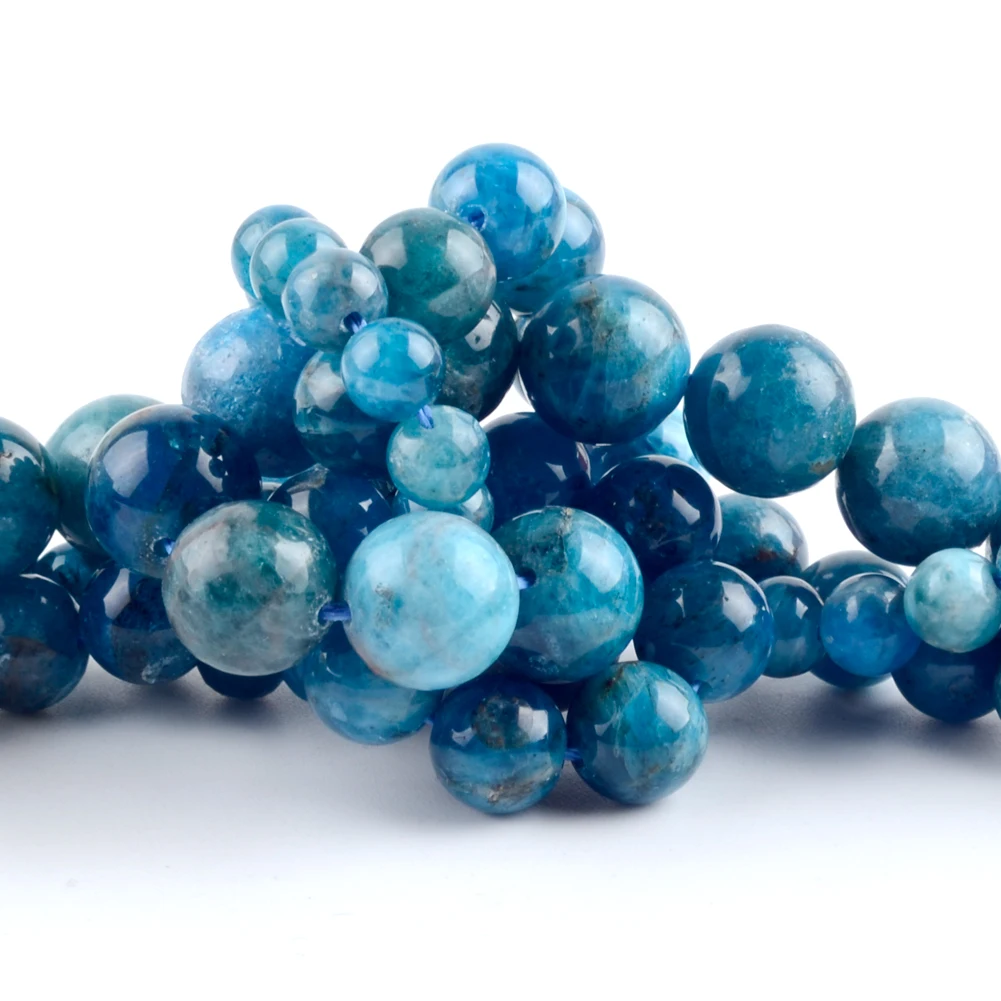 Natural A+ Blue Apatite Stone Round Loose Spacer Beads For Jewelry Making DIY Bracelet Handmade 6/8/10/12mm